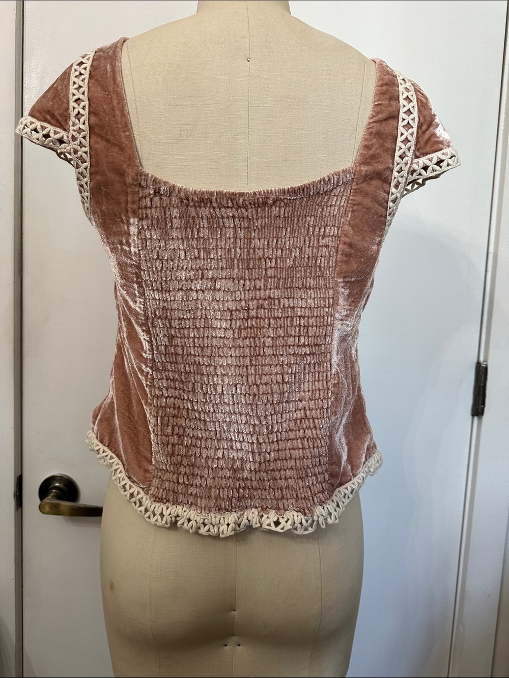 Free People Blush Velvet Square-Neck Trim Top - Picture 3 of 7